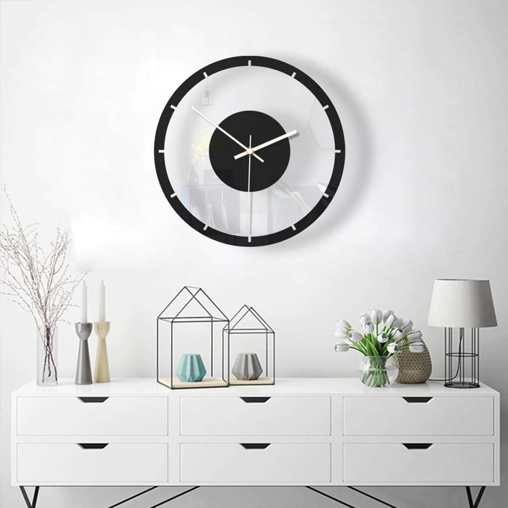 Big Bang Wall Clock Black and Frosted Glass